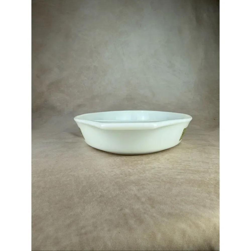 Vintage Pyrex Verde Split Casserole Dish Floral Mod MCM 1970s